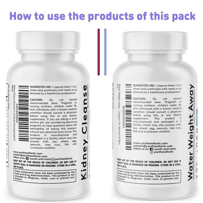 Youth & Tonic Daily Water Retention Pills for Kidney Cleanse Swelling and Excess Body Fluid Youth & Tonic
