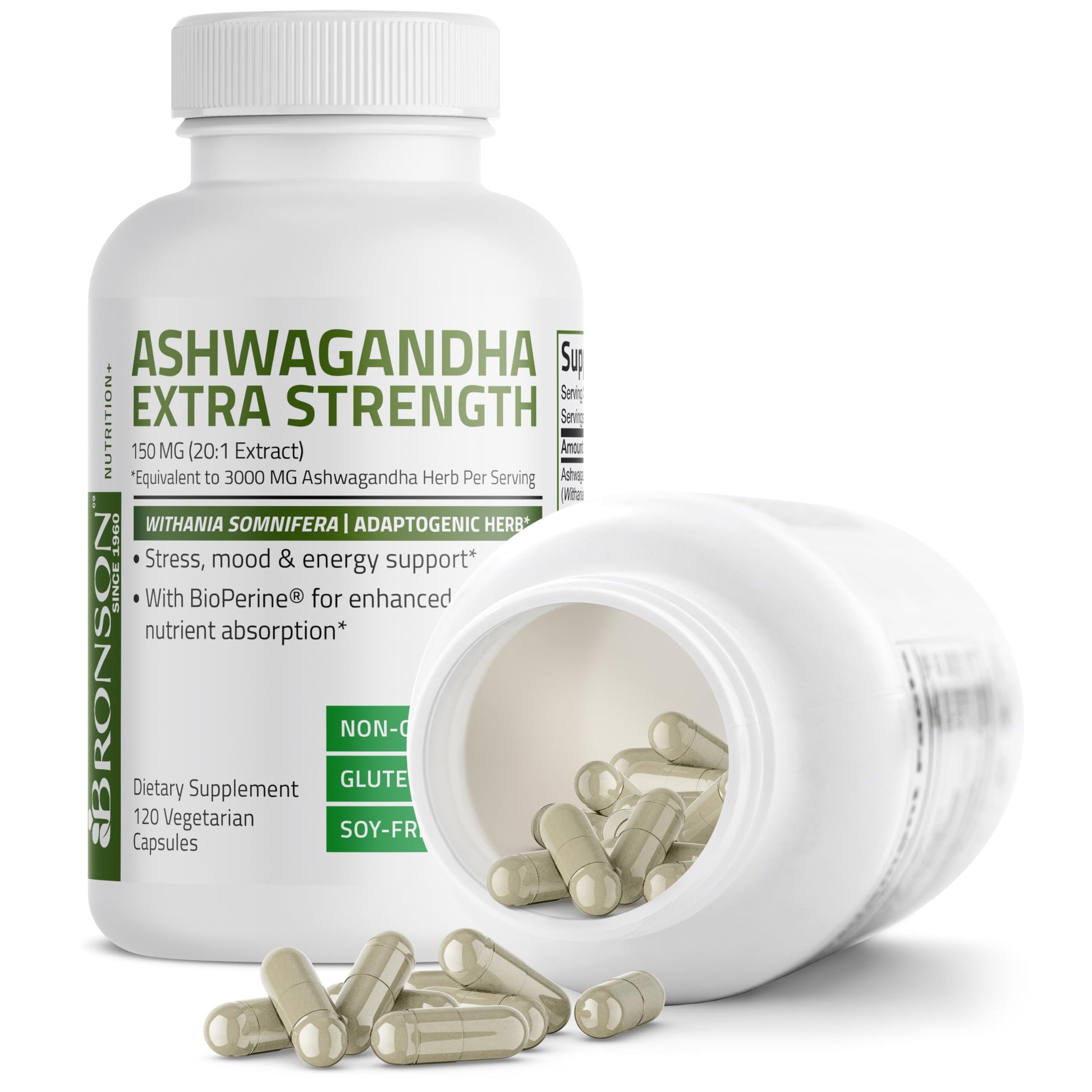 Bronson Ashwagandha Extra Strength Stress & Mood Support with BioPerine Bronson