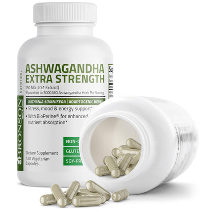 Bronson Ashwagandha Extra Strength Stress & Mood Support with BioPerine Bronson