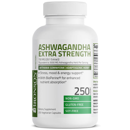 Bronson Ashwagandha Extra Strength 3000 mg Stress & Mood Support with BioPerine Bronson