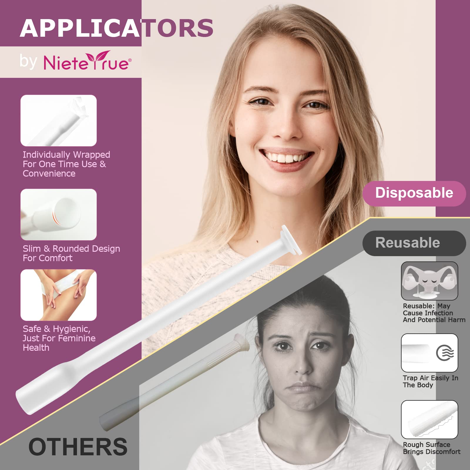 (60 Counts) Nieteyrue Suppository Applicator for Women Fit to Size 00 Cap-sules Soft Tip Auxiliary Tool Nieteyrue