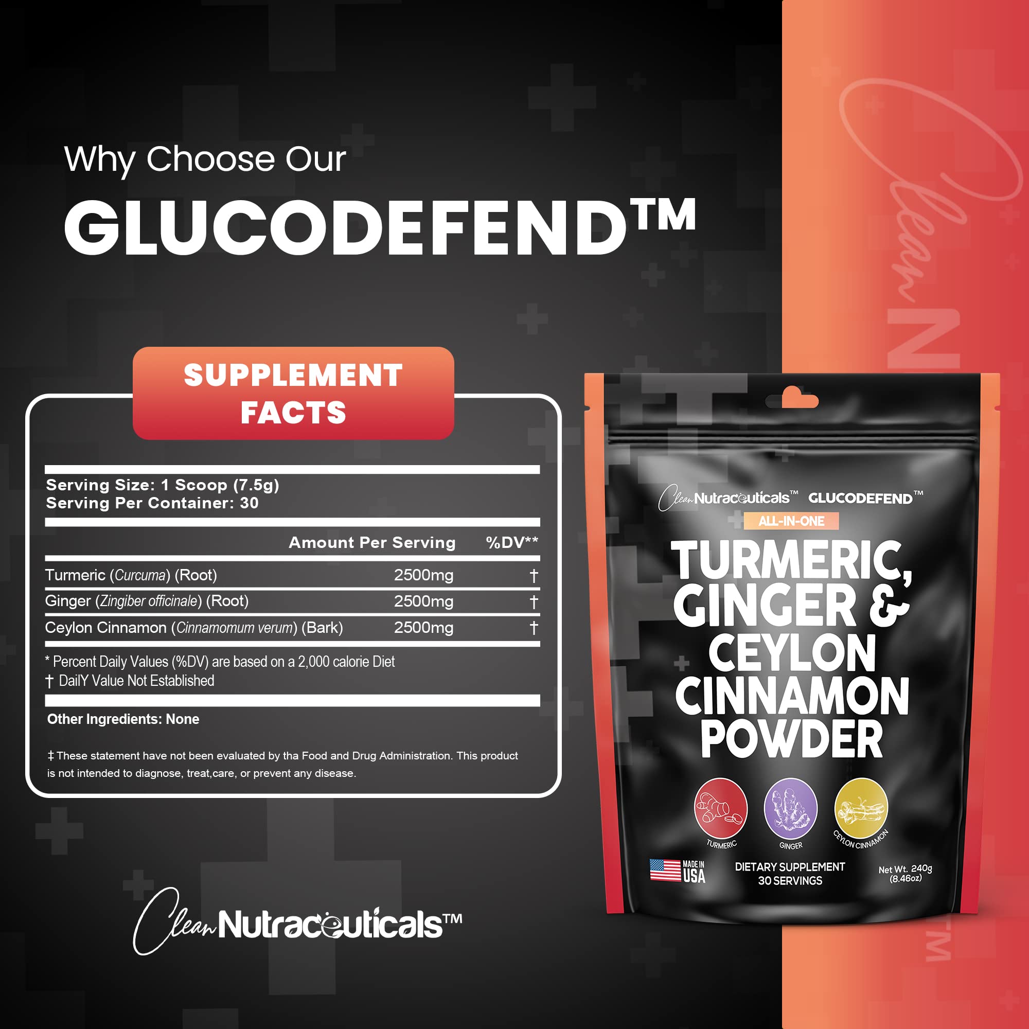 3in1 Turmeric Curcumin Ginger Root & Ceylon Cinnamon Powder Suppleme