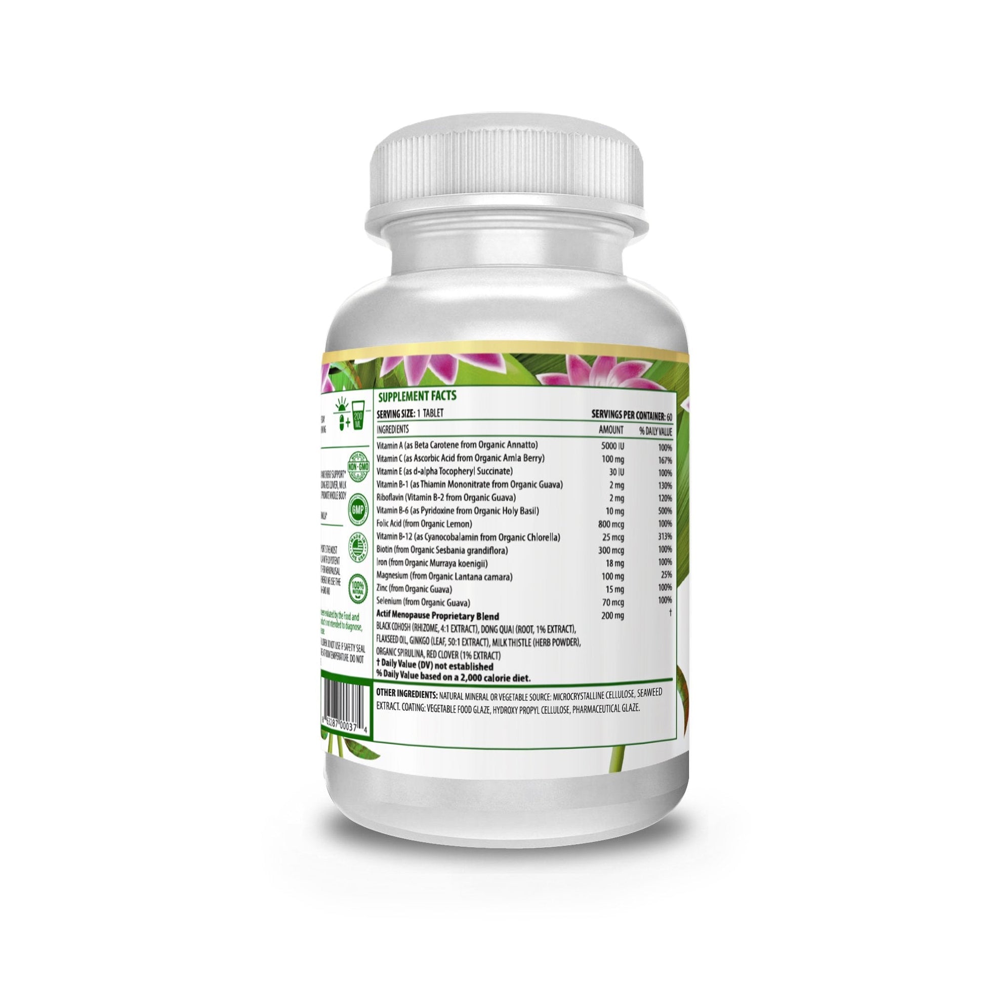 Actif Menopause Advanced Support with 20+ Organic Vitamins and Herbs - Relieves Hot Flashes, Night Sweats ACTIF