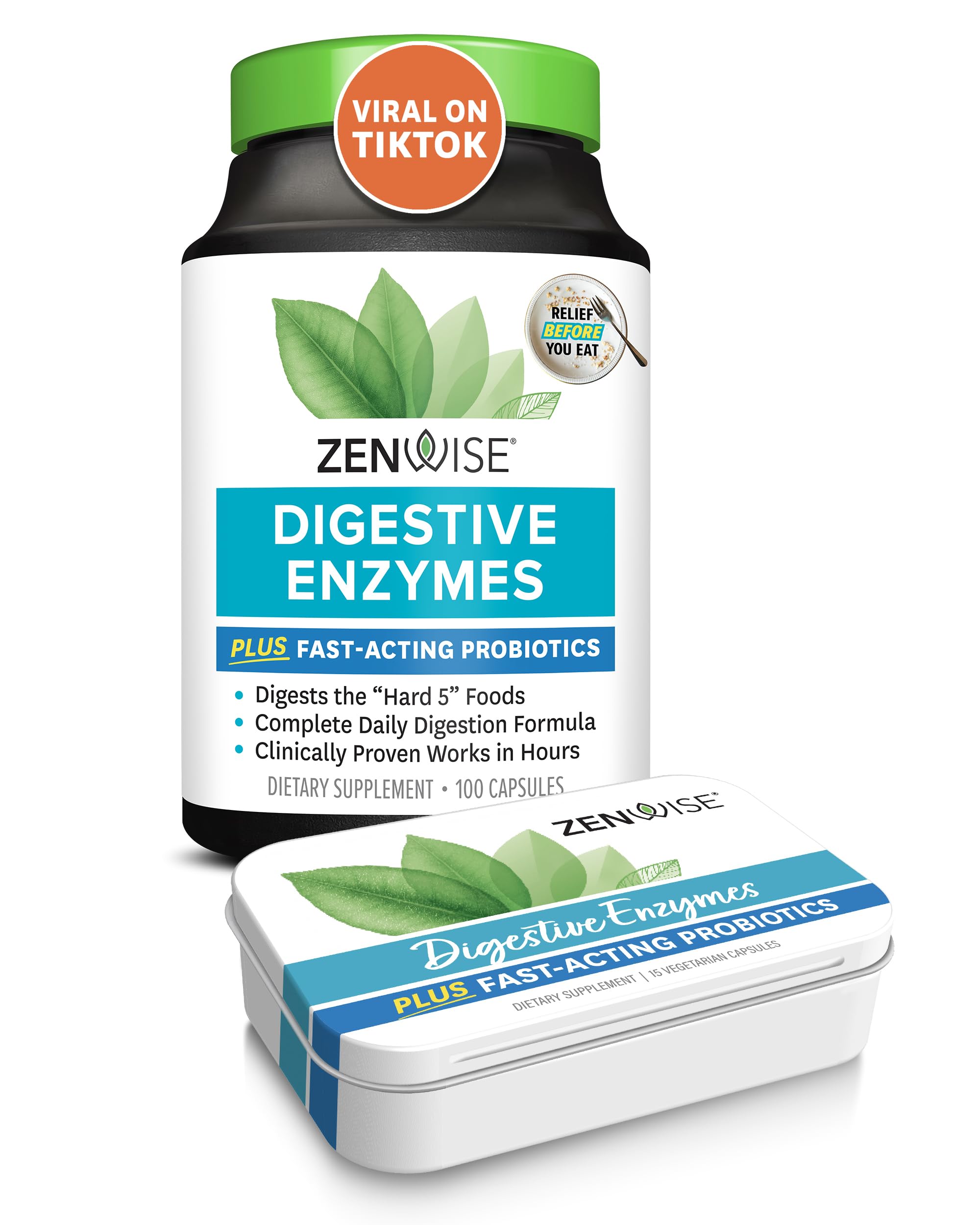 Zenwise Digestive Enzymes - Probiotic Multi Enzymes with Probiotics, 115 Ct