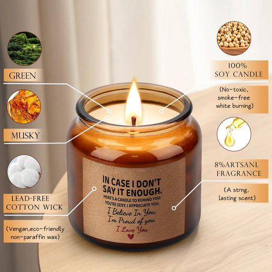 Candle Amber Moss Scented, Valentines Day Gifts for Her Girlfriend Wife, Romantic Anniversary