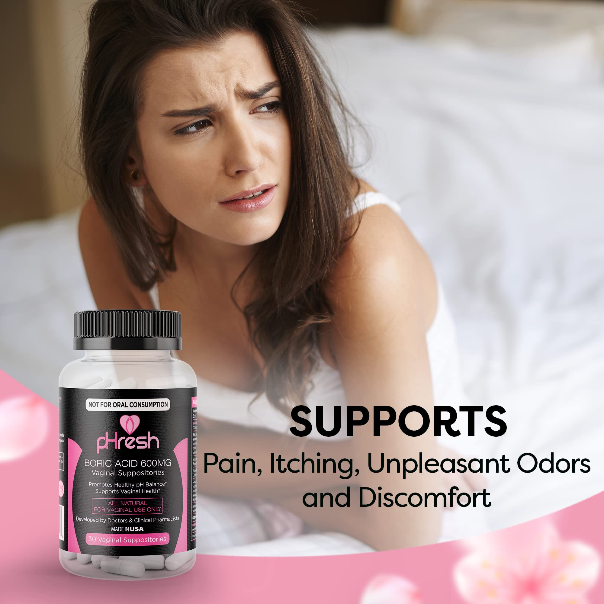 ACE NUTRITION pHresh Boric Acid Suppositories for Women, Suppositories for Odor Use ACE NUTRITION