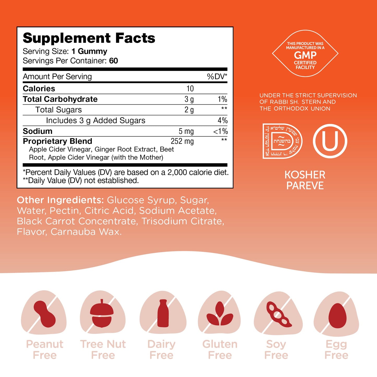 Zahler - Apple Cider Vinegar Gummies Kosher & Delicious ACV for Women Men Raw Zahler