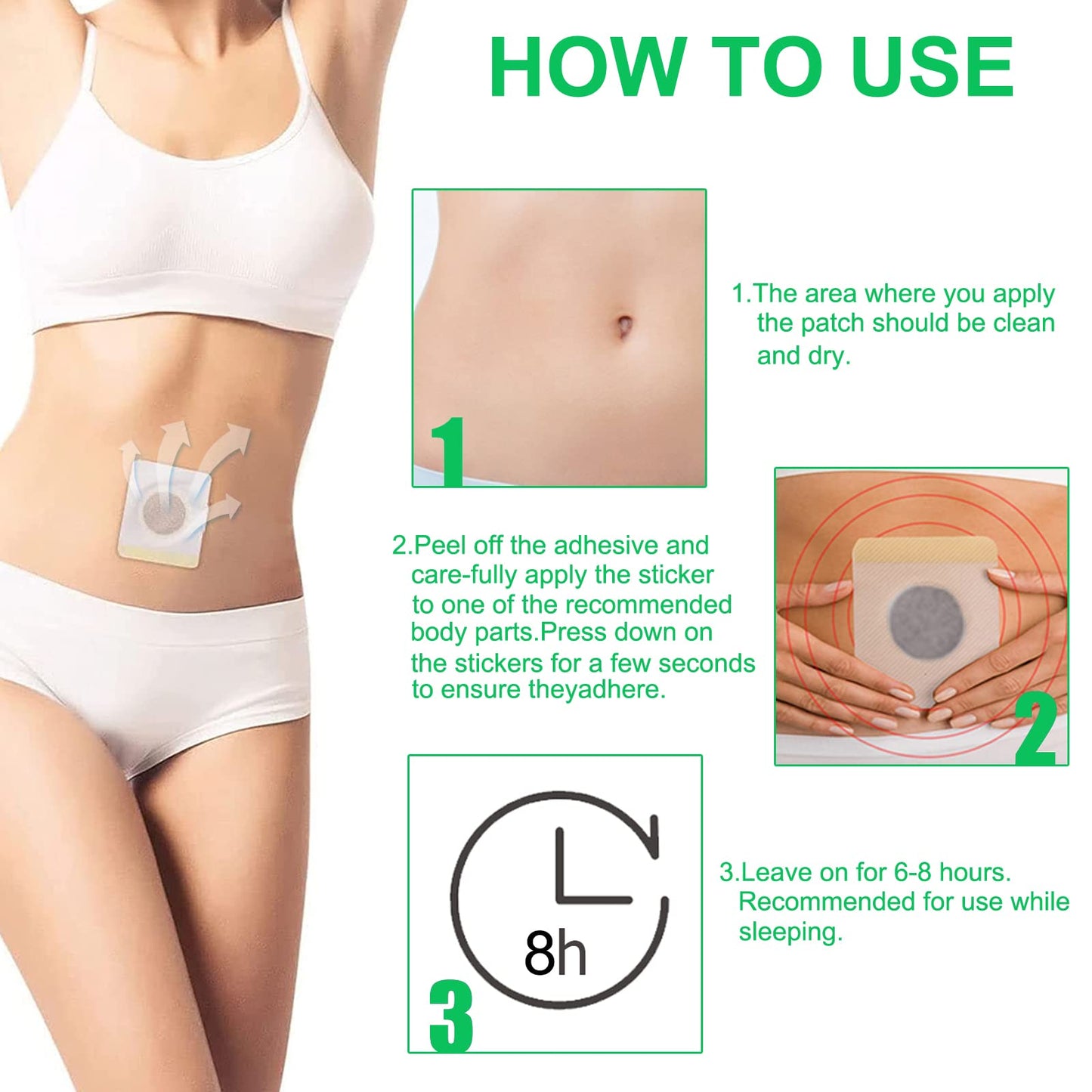 Bubchen Mugwort Belly Patch,30Pcs Natural Wormwood Essence and 30Pcs Belly Sticker BURWSEKK