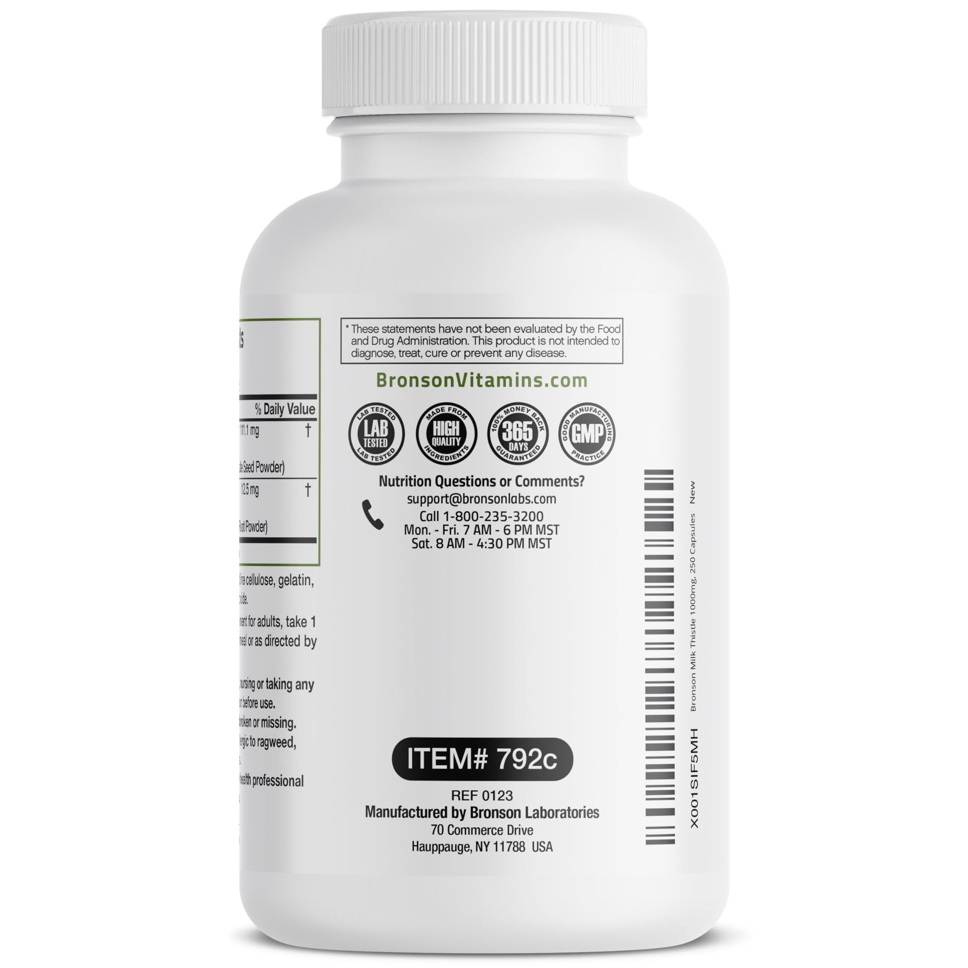 Bronson Milk Thistle Silymarin Marianum & Dandelion Root Liver Health Support Bronson