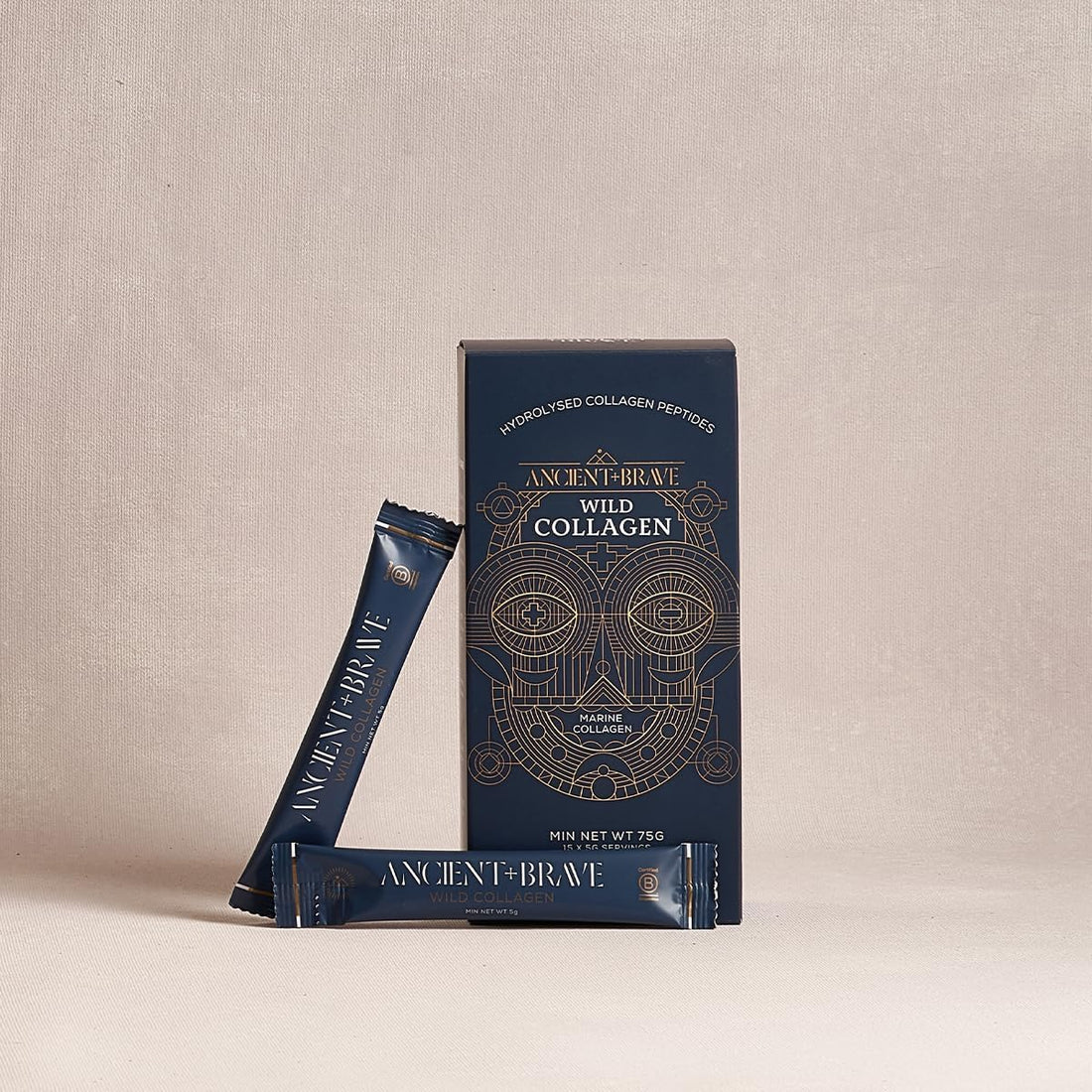 Ancient + Brave Wild Collagen Sachets 15 x 5g - Wild Caught Marine Collagen Powder 