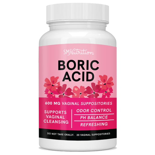 Boric Acid Suppositories for Women | 600mg | for pH Balance, Vaginal Odor & Itching | Feminine Hygiene