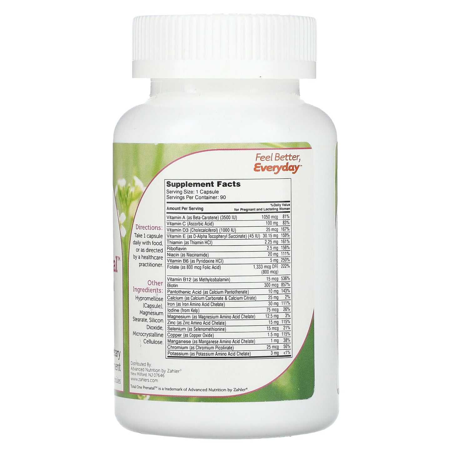 Zahler Total One Prenatal, Essential Once-Daily Prenatal, 90 Capsules