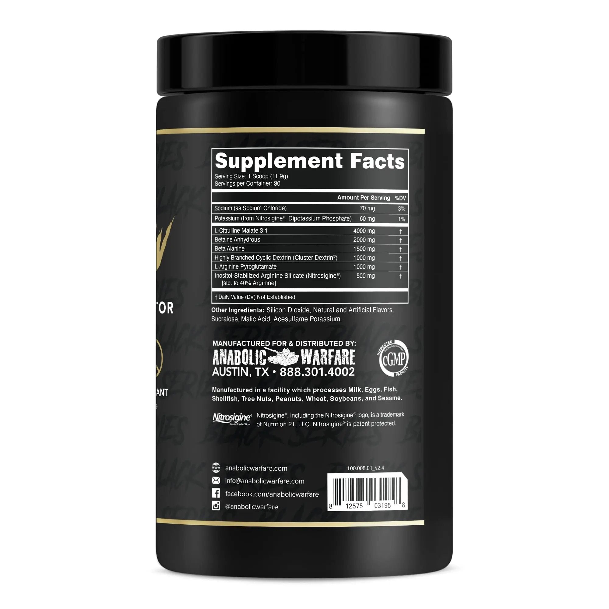 Anabolic Warfare Pump-N-Grow Muscle Pump Supplement Caffeine Free Pre Workout Anabolic Warfare