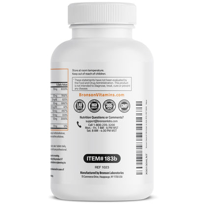 Bronson Super B 100 Vitamin B Complex Sustained Release Contains All B Vitamins Bronson