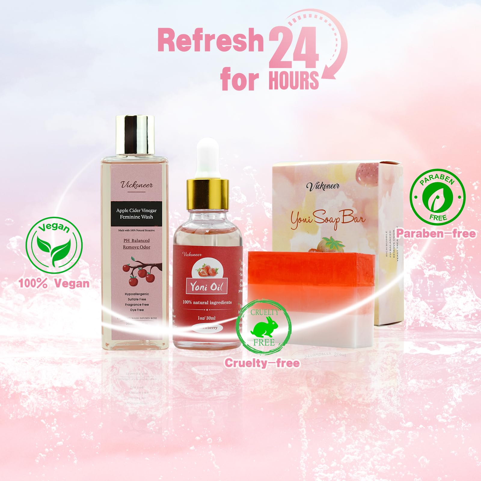 3 Pack Feminine Wash Yoni Bar Yoni Oil Set for Women, Yoni Wash for Balance Vagina PH Wetness tovaginsh