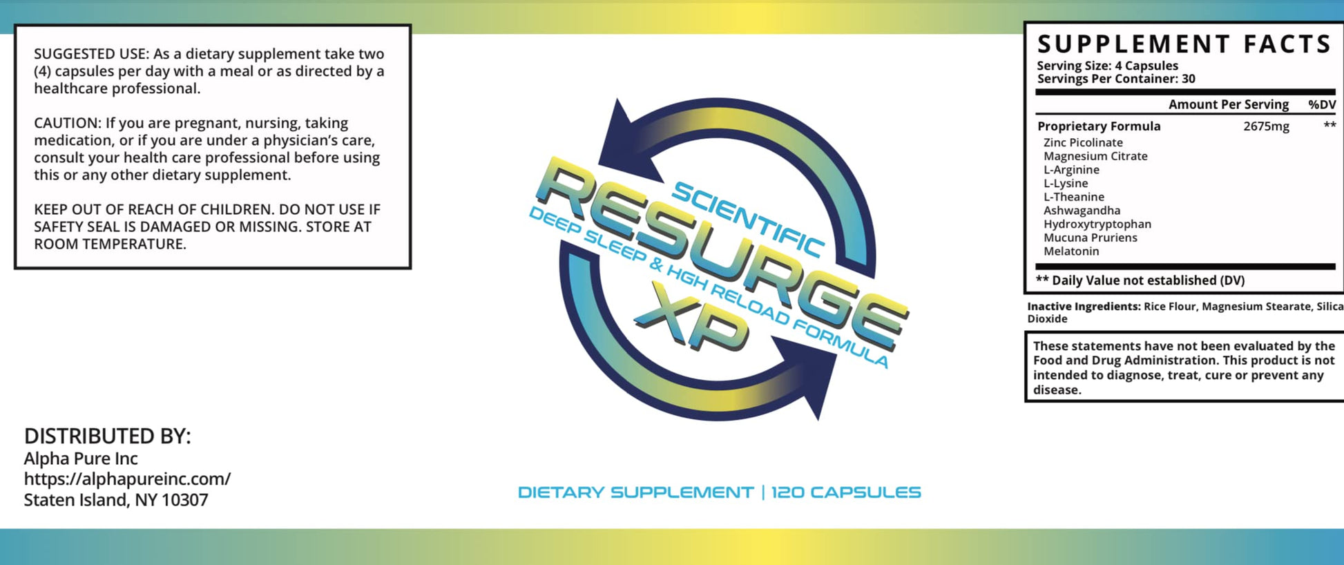 Alpha Pure Scientific Resurge XP Deep Sleep Support Formula 120 Capsules Alpha Pure