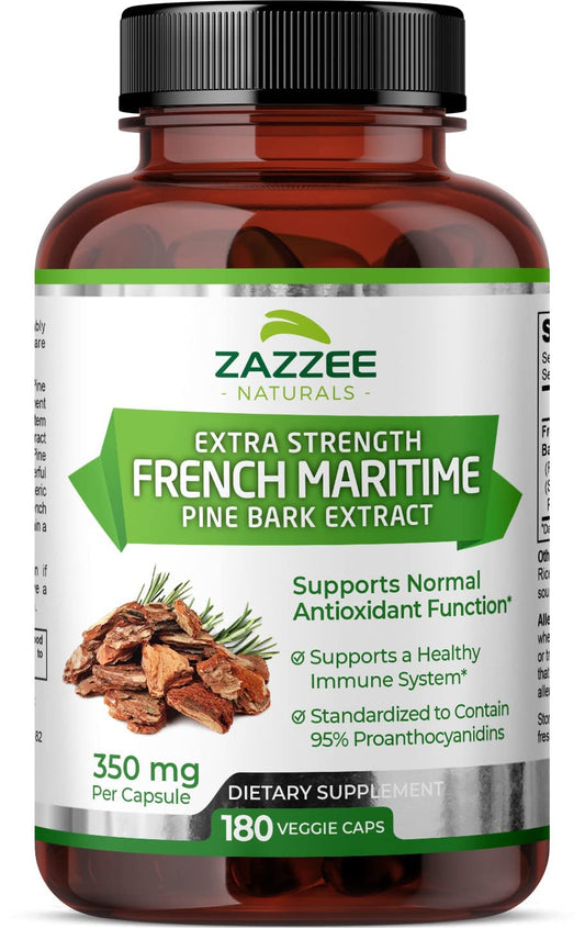 Zazzee Extra Strength French Maritime Pine Bark Extract, 350 mg Per Capsule