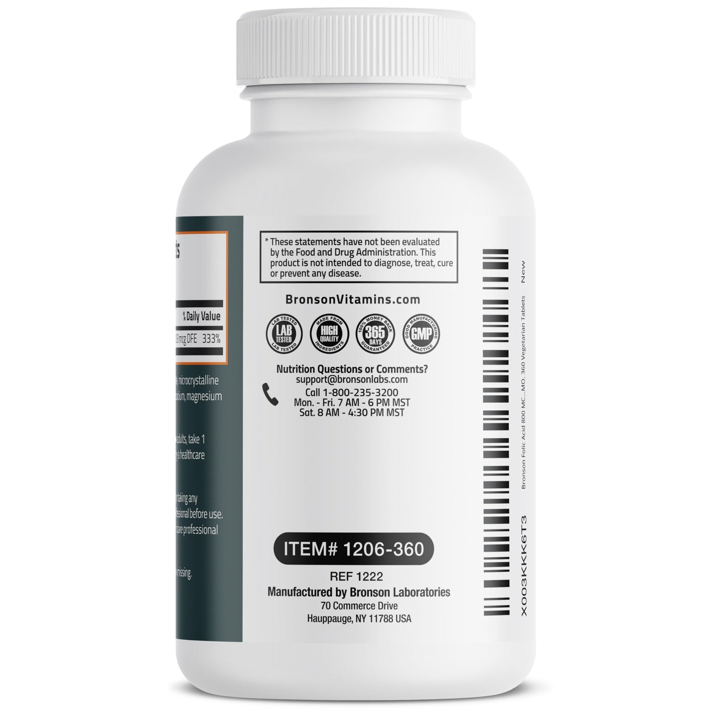 Bronson Folic Acid 800 MCG Supports Prenatal Development, 1 Year Supply, Non-GMO Bronson