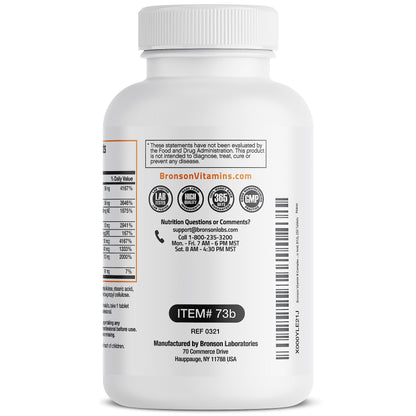 Bronson Super B Vitamin B Complex Sustained Slow Release Vitamin B1, B2, B3, B6, B9 Bronson