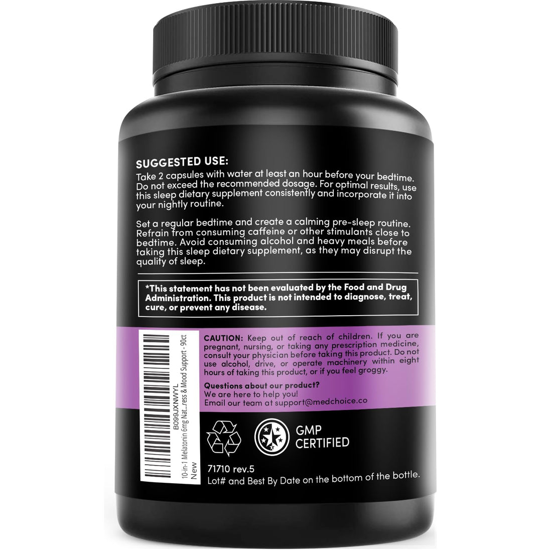 10-in-1 Melatonin Capsules - Melatonin 5mg Natural Sleep Aid for Adults MEDCHOICE