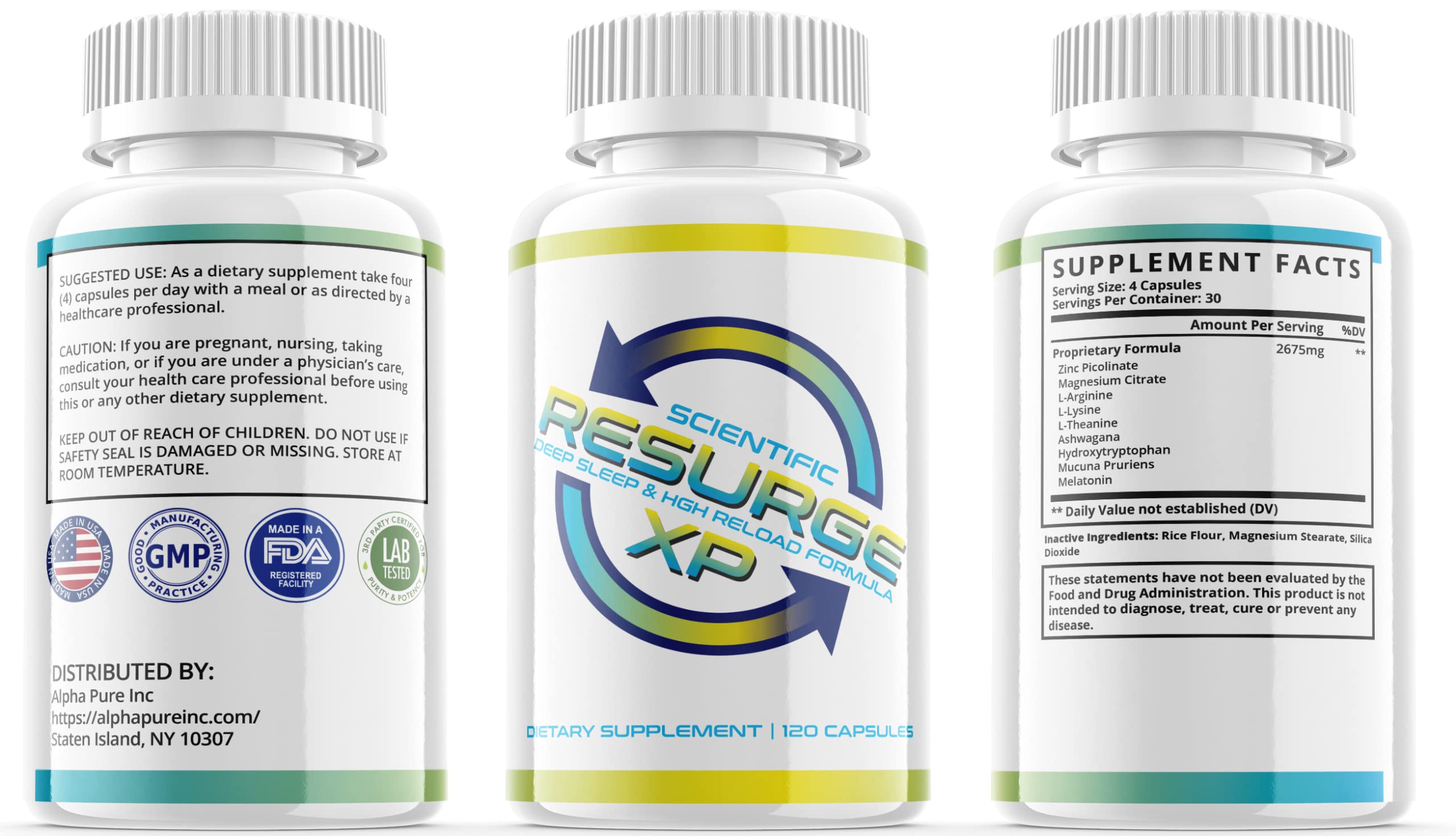 Alpha Pure Scientific Resurge XP Deep Sleep Support Formula 120 Capsules Alpha Pure