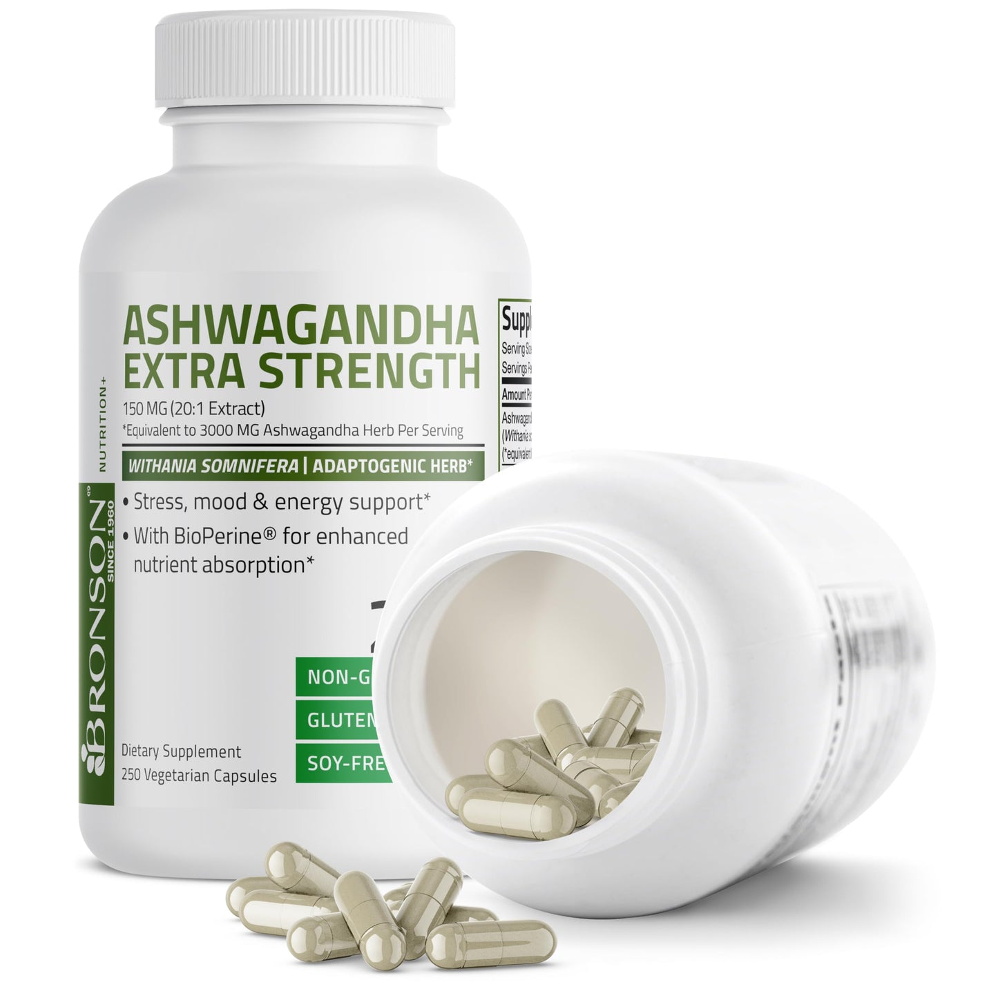 Bronson Ashwagandha Extra Strength 3000 mg Stress & Mood Support with BioPerine Bronson