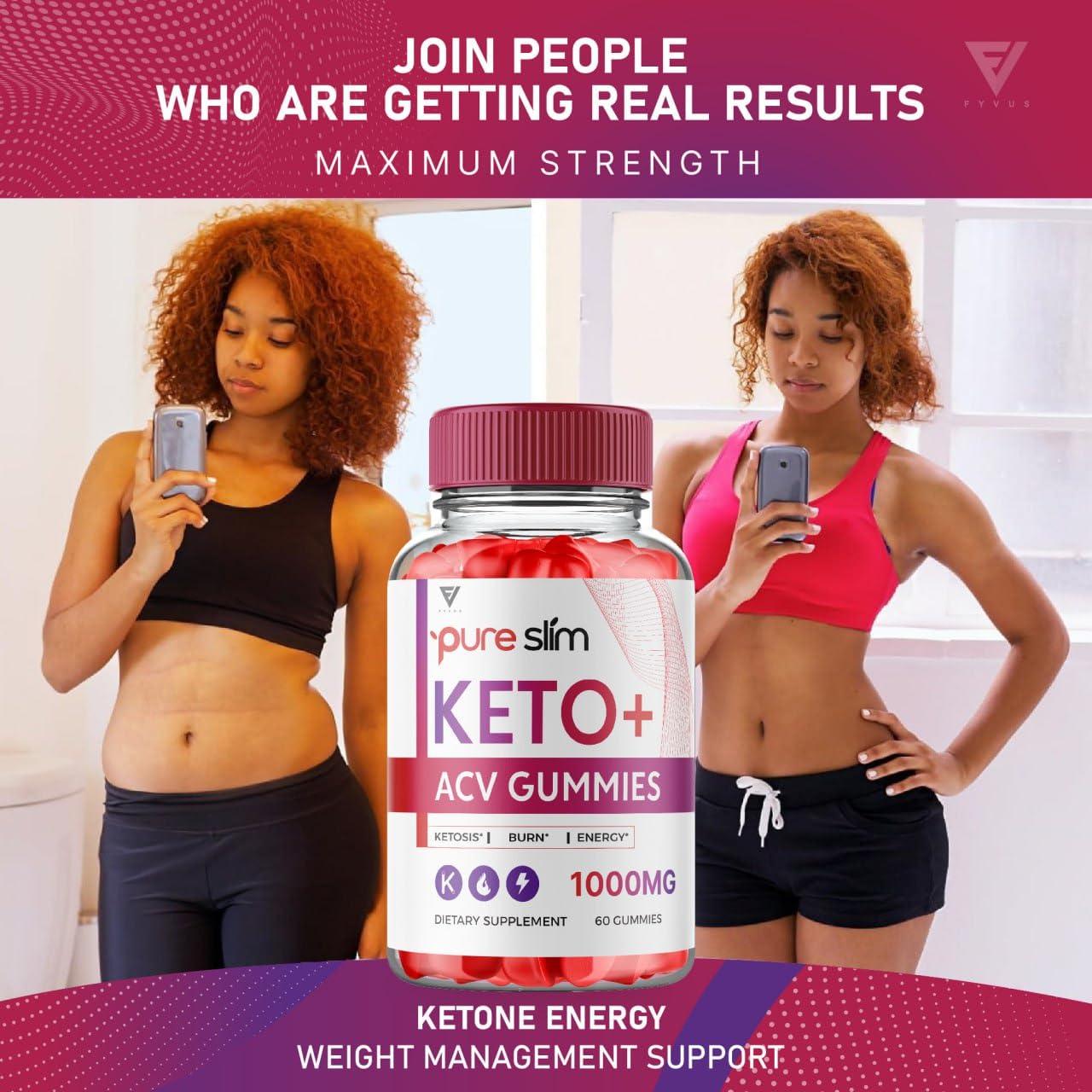 (5 Pack) Pure Slim Keto ACV Gummies, Pure Slim Keto ACV Gummies Advanced Weight Loss Fyvus