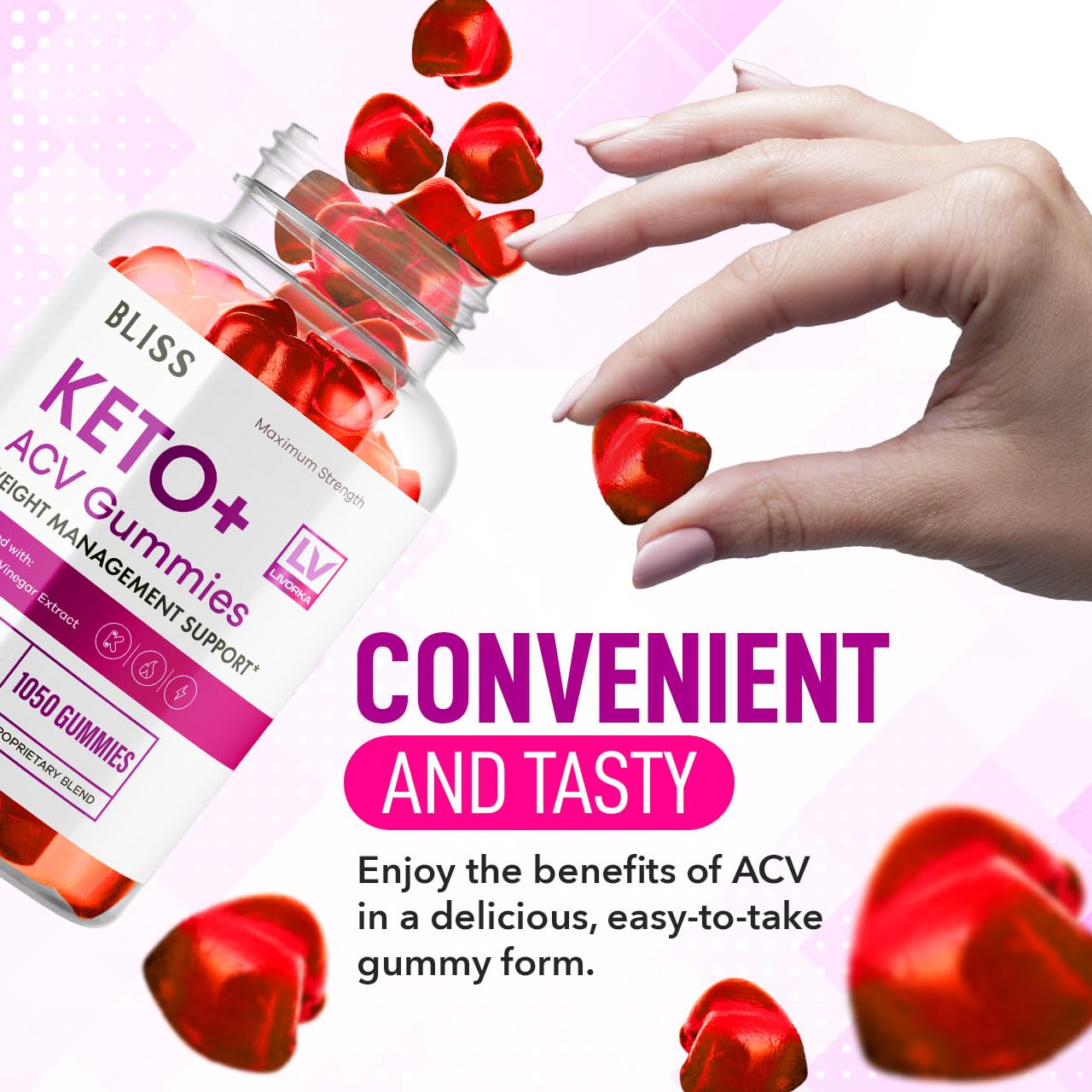 5 Pack - Bliss Keto ACV Gummies Advanced Weight Loss, Bliss ACV Active Gummies LIVORKA