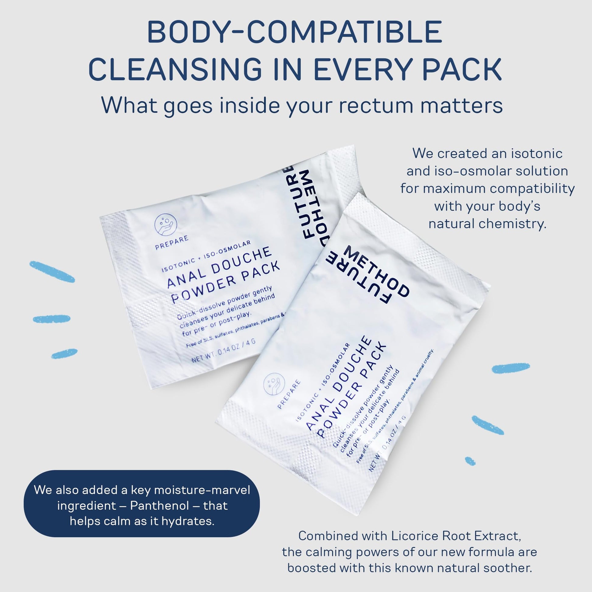 Anal Douche Powder 10 Packs with Reuseable Beaker - pH Balanced & Soothing Anal Flush Cleanser FUTURE METHOD