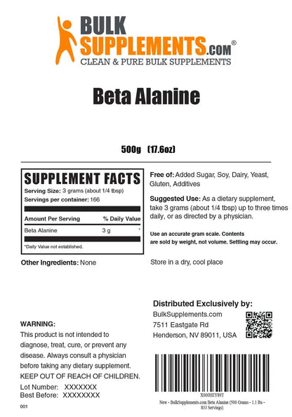 BULKSUPPLEMENTS.COM Beta Alanine Powder (500g), with L-Citrulline Malate 2:1 Powder (100g), L-Glutamine Powder (1KG) & BCAA 2:1:1 Powder (500g) Bundle