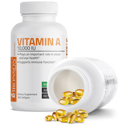 Bronson Vitamin A 10,000 IU Premium Non-GMO Formula Supports Healthy Vision Bronson