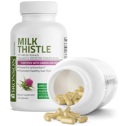 Bronson Milk Thistle Silymarin Marianum & Dandelion Root Liver Health Support Bronson