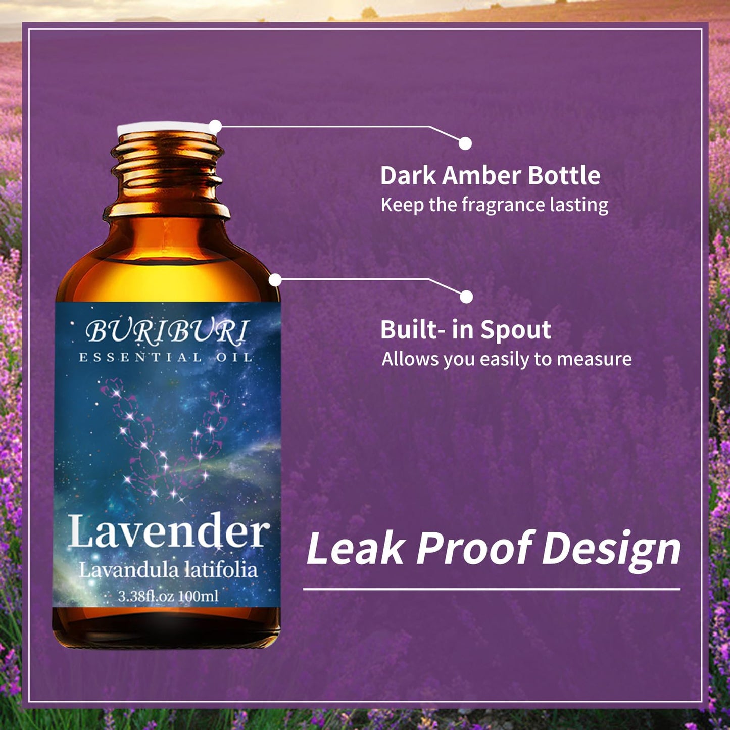 BURIBURI Lavender Essential Oil 100ML, 100% Pure Undiluted, Natural, Organic Aromatherapy Oil Lavender Oils