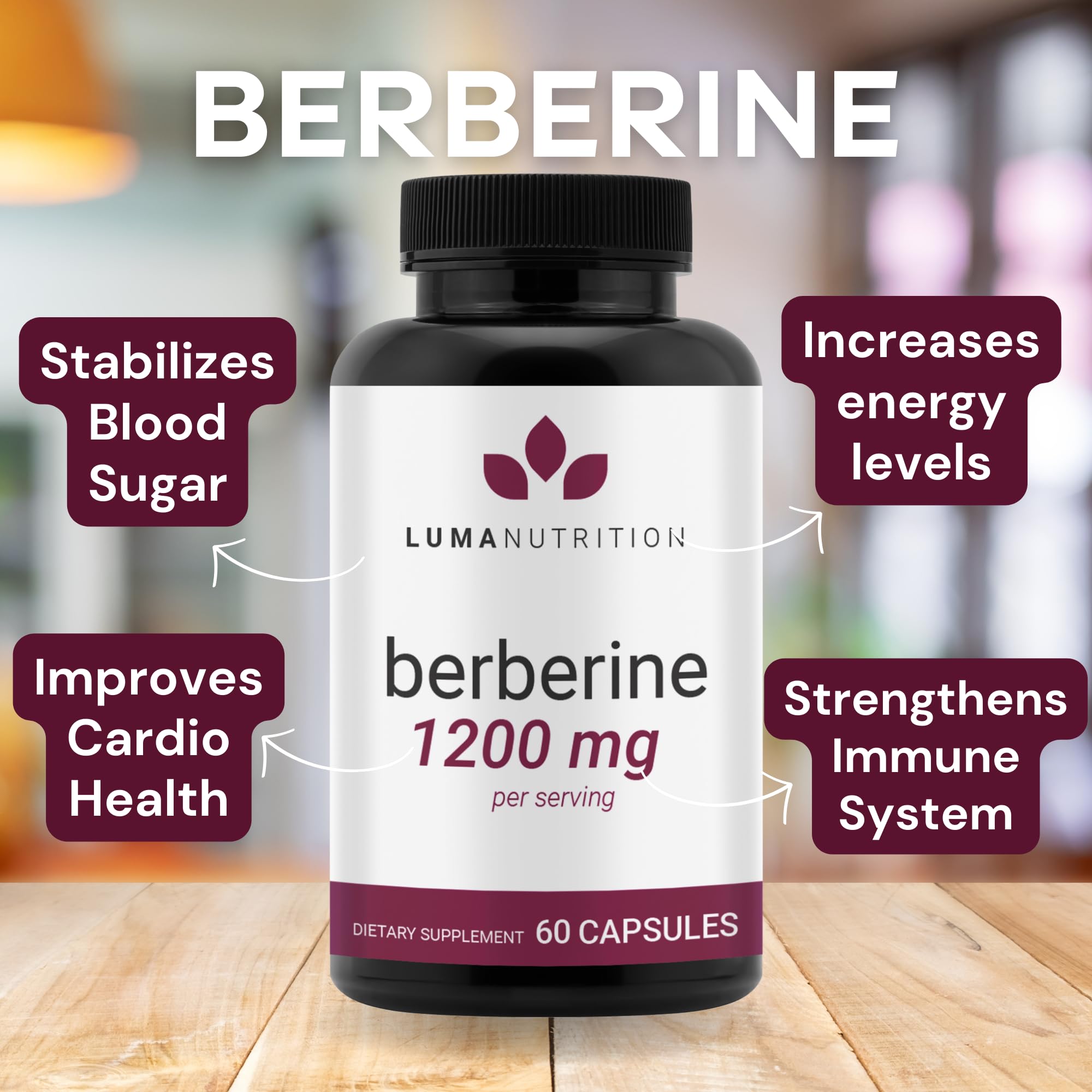 Luma Nutrition Berberine Supplement - Berberine 1200mg Per Serving - Berberine HCI