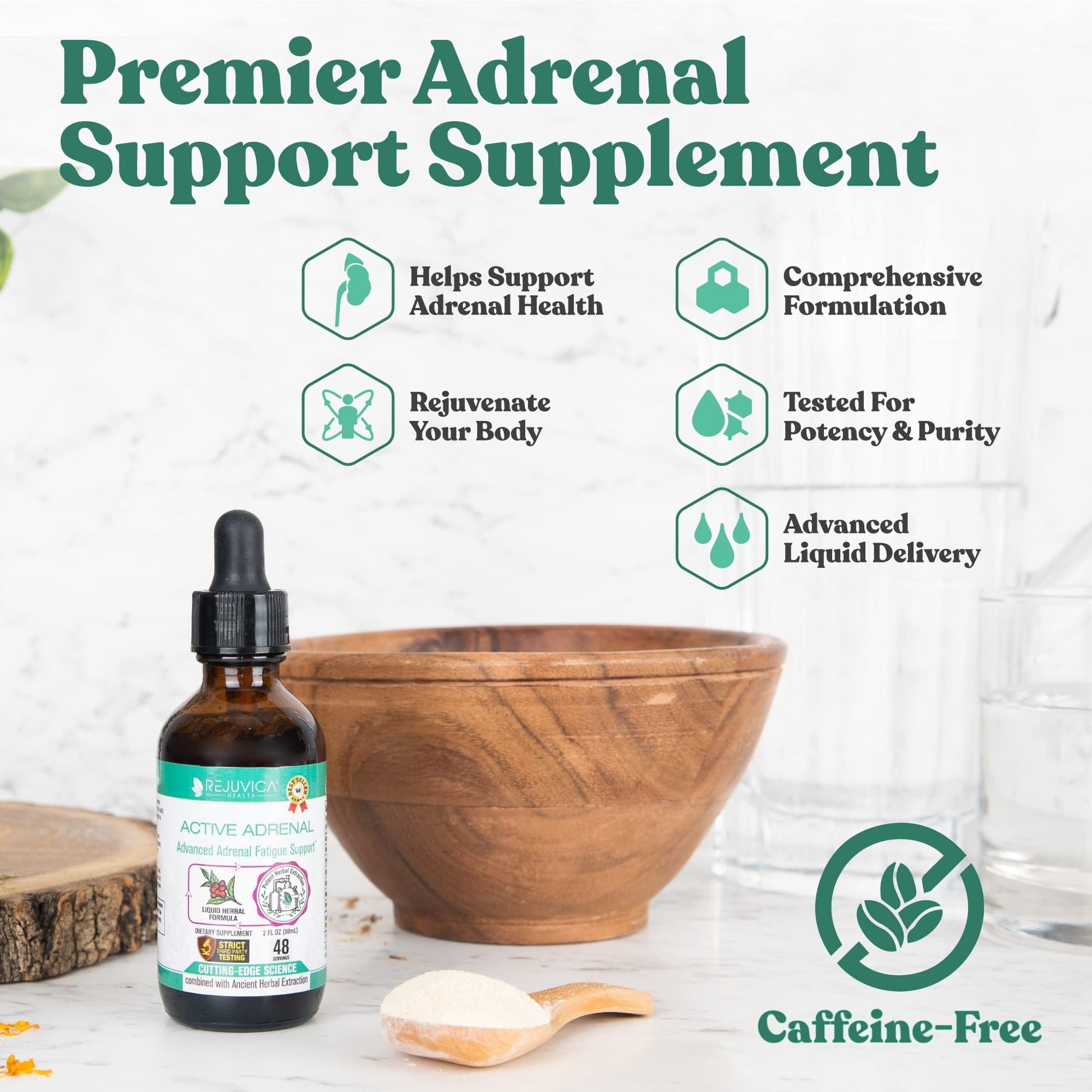 Active Adrenal - Advanced Adrenal Support Tincture - Liquid Delivery for Better Absorption Rejuvica Health