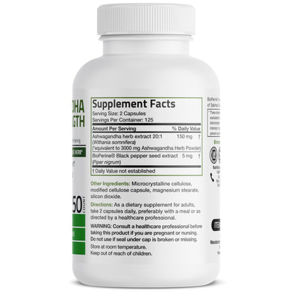 Bronson Ashwagandha Extra Strength 3000 mg Stress & Mood Support with BioPerine Bronson