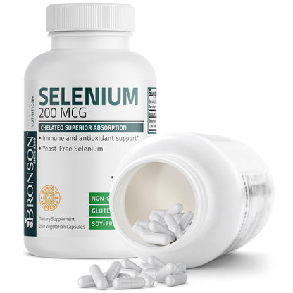 Bronson Selenium 200 mcg – Yeast Free Chelated Amino Acid Complex - Essential Trace Bronson