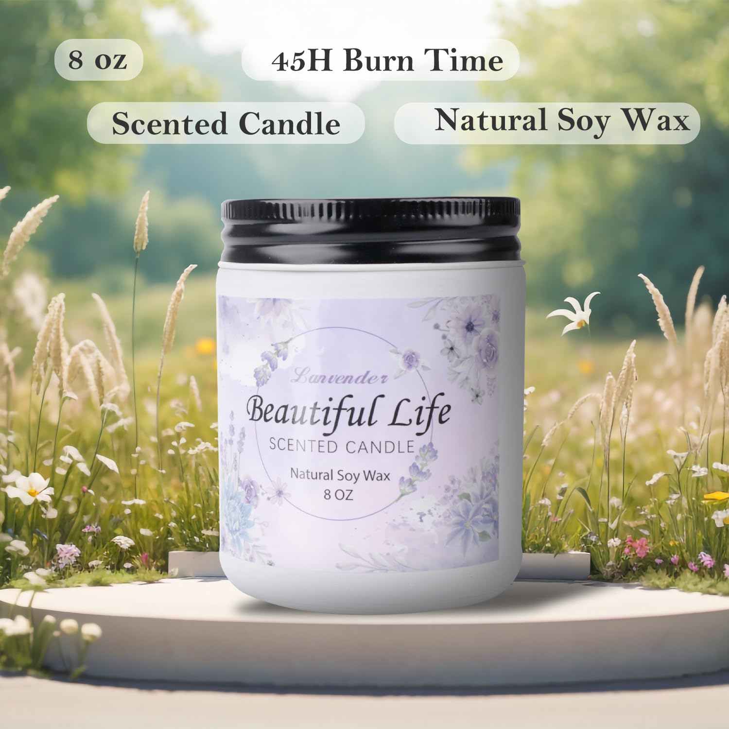 AMIDONSO Lavender Candles for Home Scented,8 oz Aromatherapy Candles Gift,45 Hour Long AMIDONSO