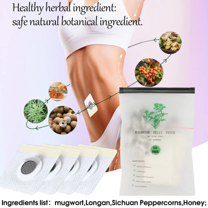 Bubchen Mugwort Belly Patch,30Pcs Natural Wormwood Essence and 30Pcs Belly Sticker BURWSEKK