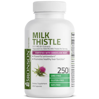 Bronson Milk Thistle Silymarin Marianum & Dandelion Root Liver Health Support Bronson