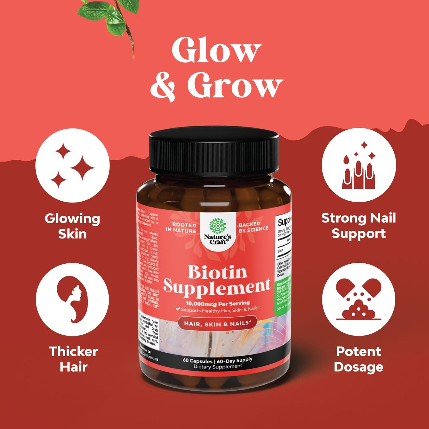 Bundle of Herbal Menopause Supplement for Women and 10000 mcg Pure Biotin Pills for Women & Men