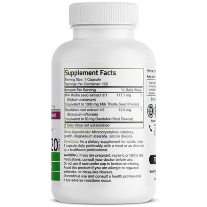 Bronson Milk Thistle Silymarin Marianum & Dandelion Root Liver Health Support Bronson