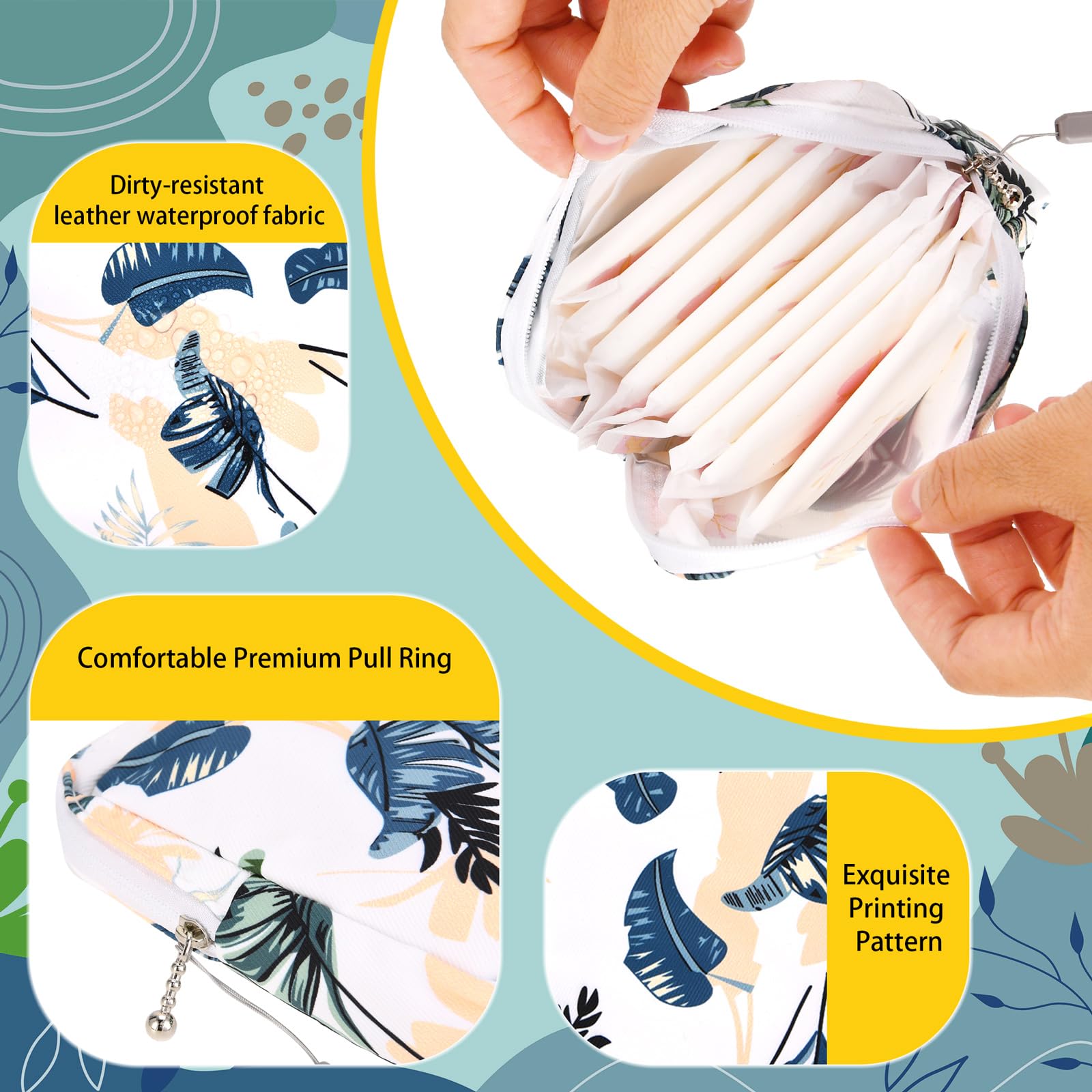 4Pcs Sanitary Napkin Storage Bag, Small Menstrual Period Bag Period Pouch Waterproof Abeillo