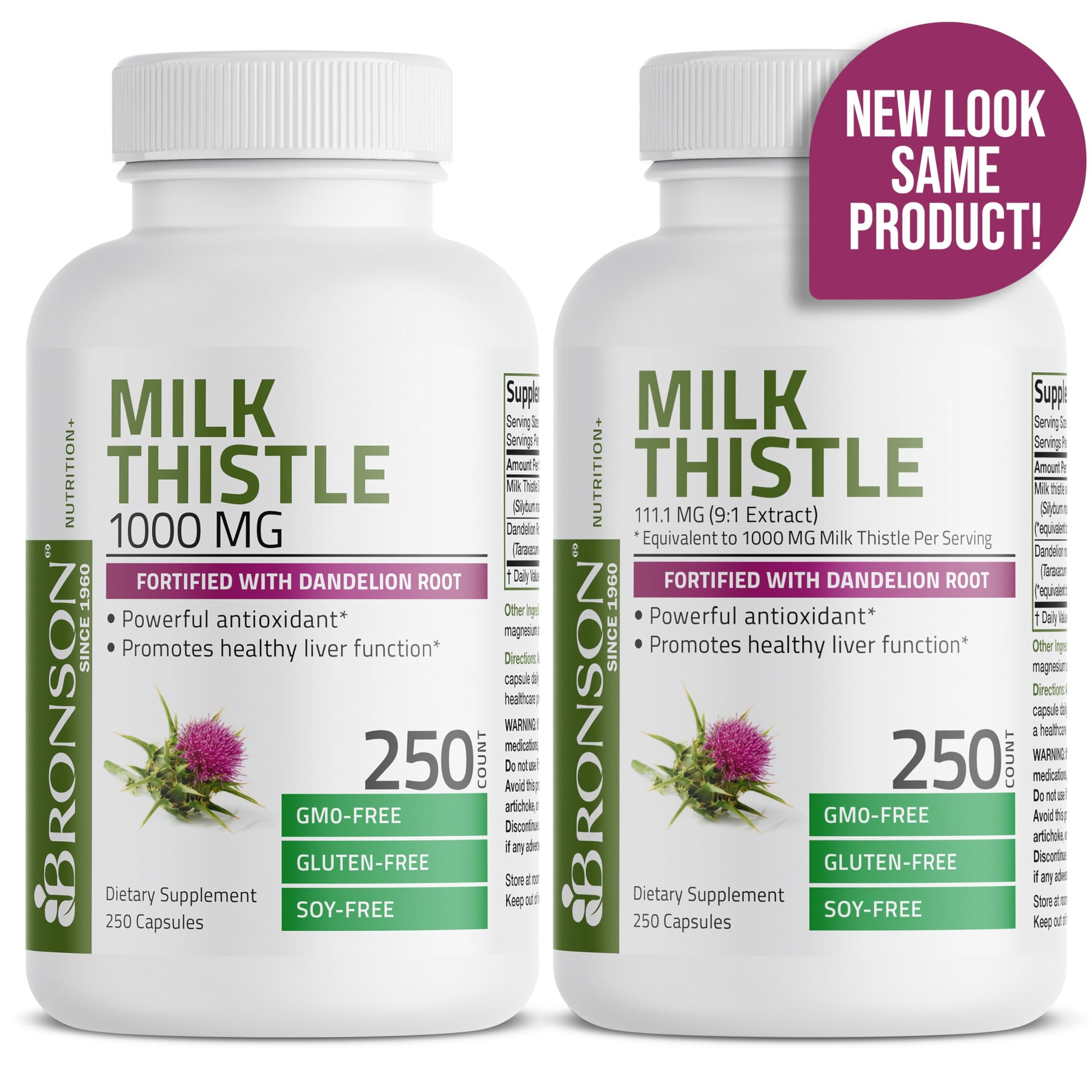 Bronson Milk Thistle Silymarin Marianum & Dandelion Root Liver Health Support Bronson