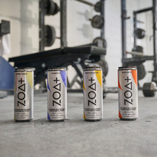 ZOA Plus Sugar-Free Pre-Workout Drink, Ready to Drink with Nitric Oxide, Vitamin B, C and D ZOA
