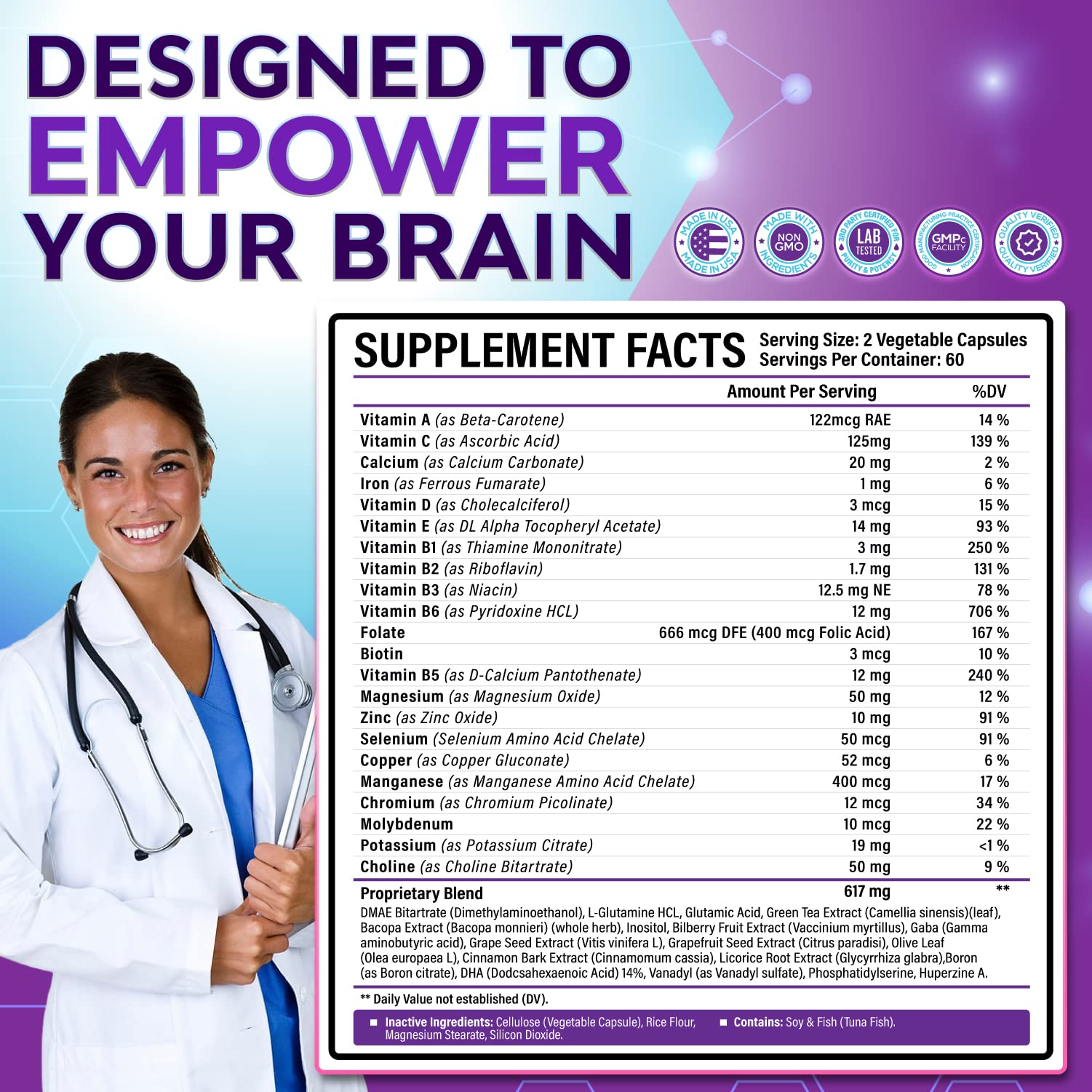 40-in-1 Brain Booster Supplements for Memory, Focus, Clarity, Energy, Performance Rainbow Nutrients, LLC
