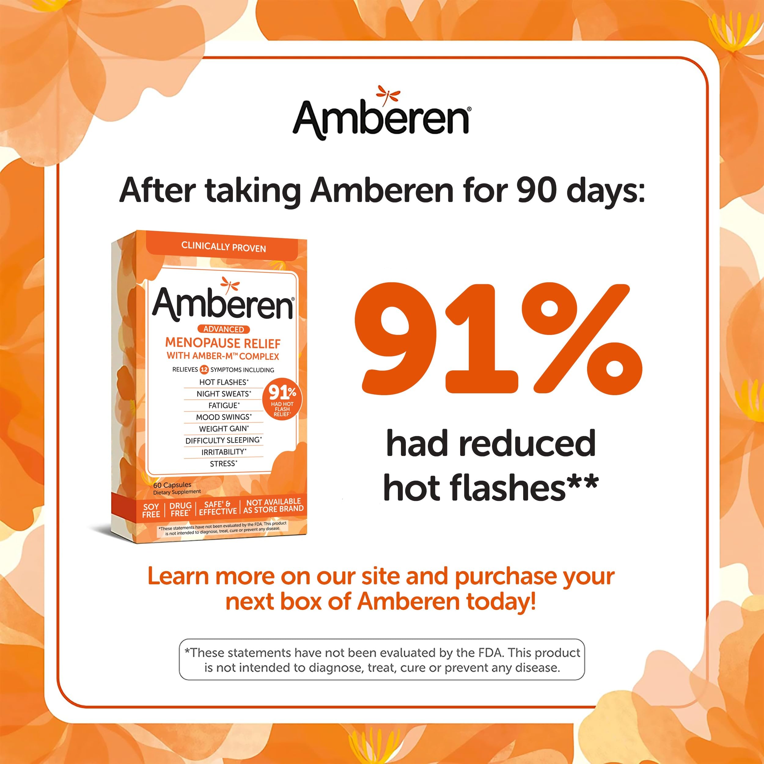Amberen: Safe Multi-Symptom Menopause Relief. Clinically Shown to Relieve 12 Menopause Symptoms Amberen