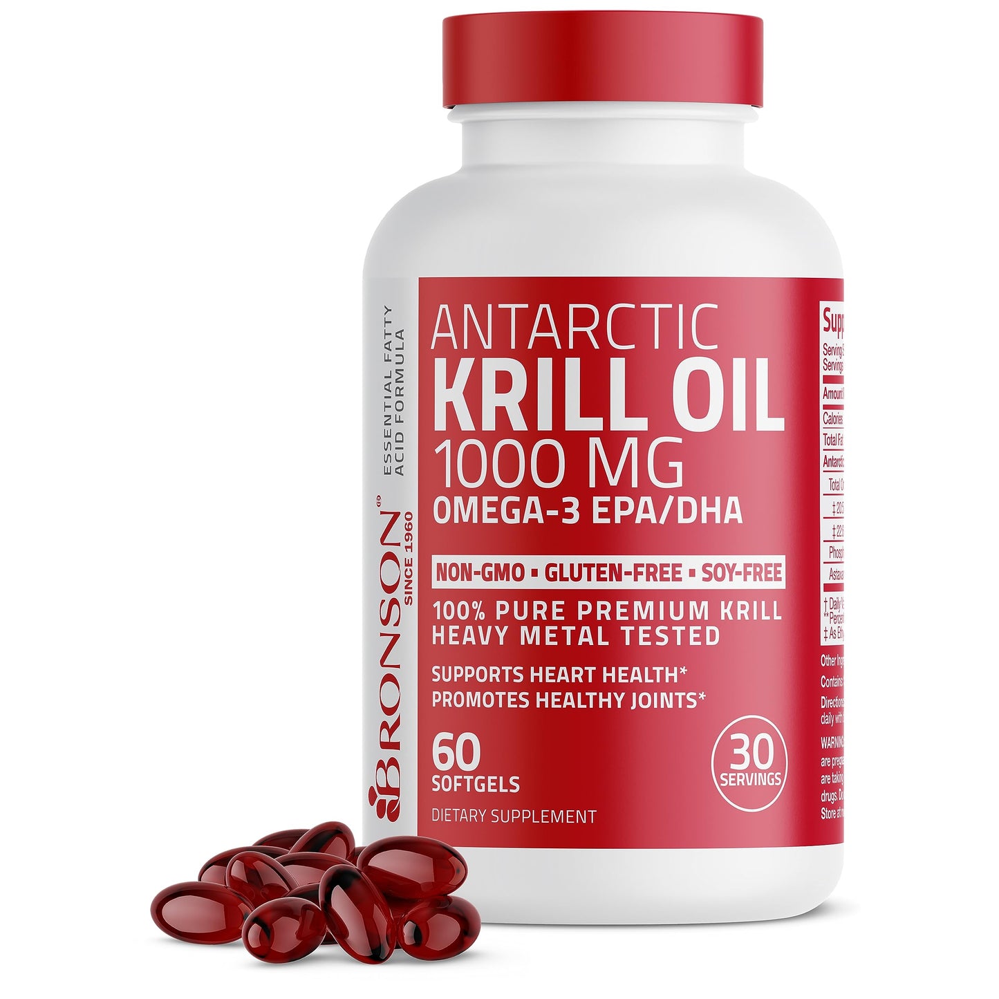 Bronson Antarctic Krill Oil 1000 mg with Omega-3s EPA, DHA, Astaxanthin