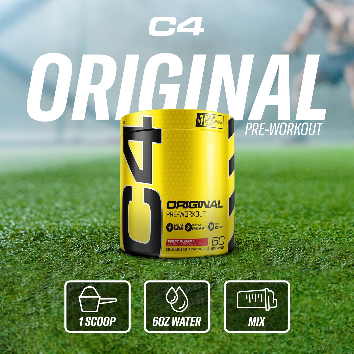C4 Original Pre Workout Powder Fruit Punch - Vitamin C for Immune Support - Sugar Free