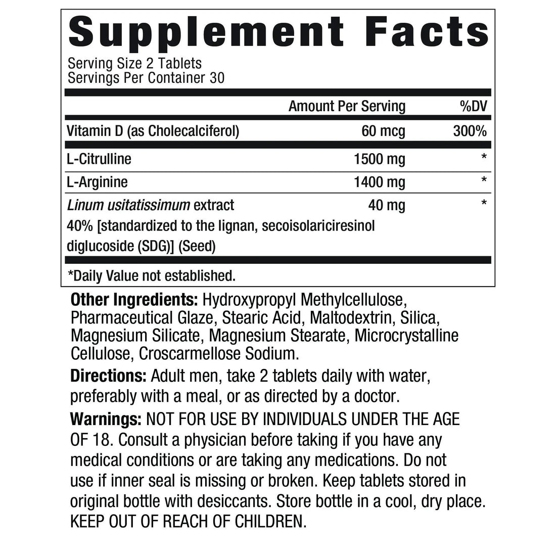 Ageless Male Performance Nitric Oxide Booster for Men - Promote Blood Circulation